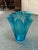 Modern 1970s Blue Glass Ruffle Vase For Sale - Image 3 of 6