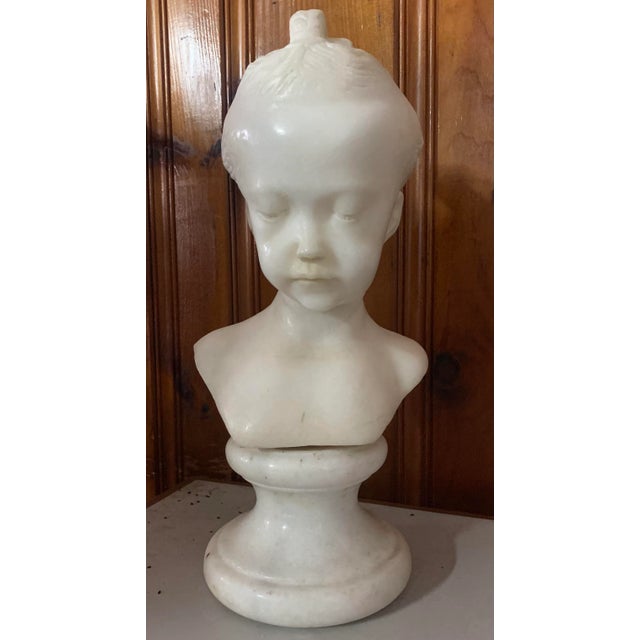 Antique Carved Marble Bust of a Young Girl For Sale - Image 12 of 12
