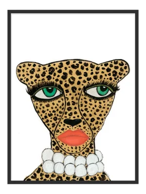 Cheetah by Kendra Dandy in Black Frame, Small Art Print
