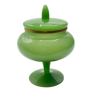Vintage Green Opaline Candy Dish For Sale