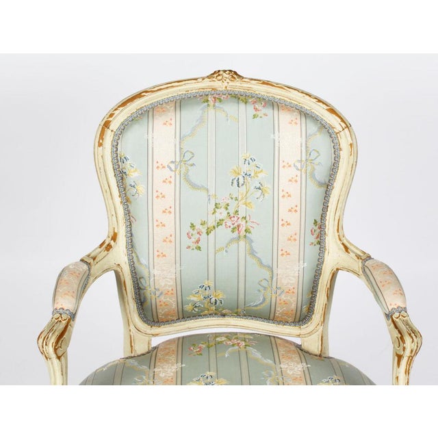 Textile Set of Louis Revival French Painted Armchairs, 19th Century For Sale - Image 7 of 18