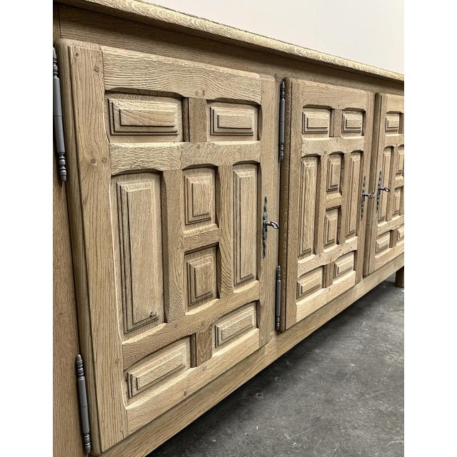 Brutalist Vintage French White Oak Brutalist Sideboard, France, 1960s For Sale - Image 3 of 15