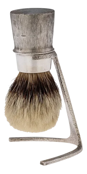 20th Century English Silver Shaving Brush & Stand from Christopher Lawrence, 1976, Set of 2