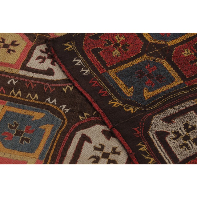 Textile 19th Century Antique Uzbek Embroidered Textile, Vibrant Medallions - Rug & Kilim For Sale - Image 7 of 7