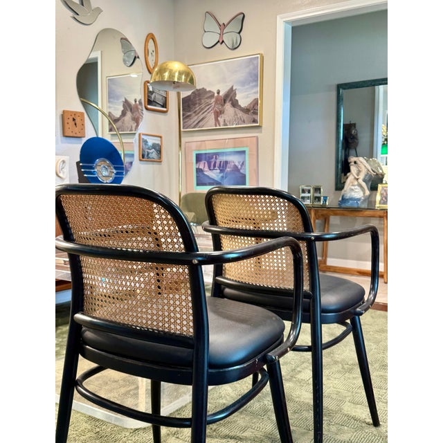 Wood A Pair of Rare Vintage Black and Tan Bentwood Thonet Chairs by Josef Hoffman for Ligna, Circa 1970s For Sale - Image 7 of 12