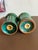 A beautiful pair of vintage Bitossi ceramic salt and pepper shakers, made in Italy and finished in a rich turquoise-green...