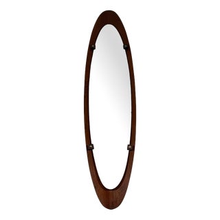 Vintage Bended Wooden Wall Mirror by Mobili Polli, Italy, 1950s For Sale