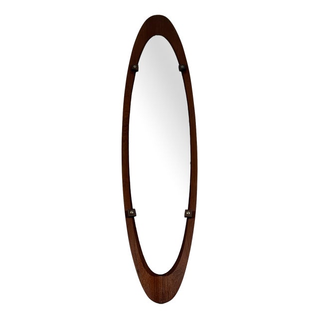 Vintage Bended Wooden Wall Mirror by Mobili Polli, Italy, 1950s For Sale