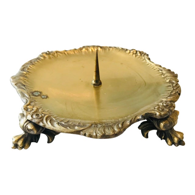 Late 20th Century Brass Candle Holder With Paw Feet For Sale