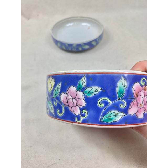 Blue Large Vintage Chinoiserie Lidded Box For Sale - Image 8 of 12