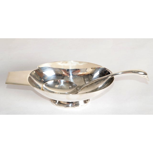 Metal 1935s Christofle France Gallia Silver Plate Sauceboat & Swan Ladle Art Deco For Sale - Image 7 of 12