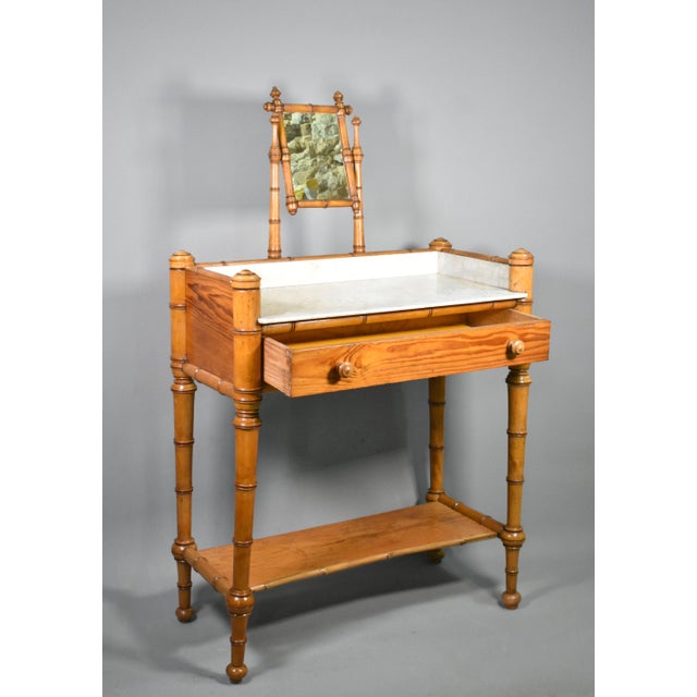 Antique French Napoleon III Style Faux Bamboo Washstand, 1890s For Sale - Image 10 of 14