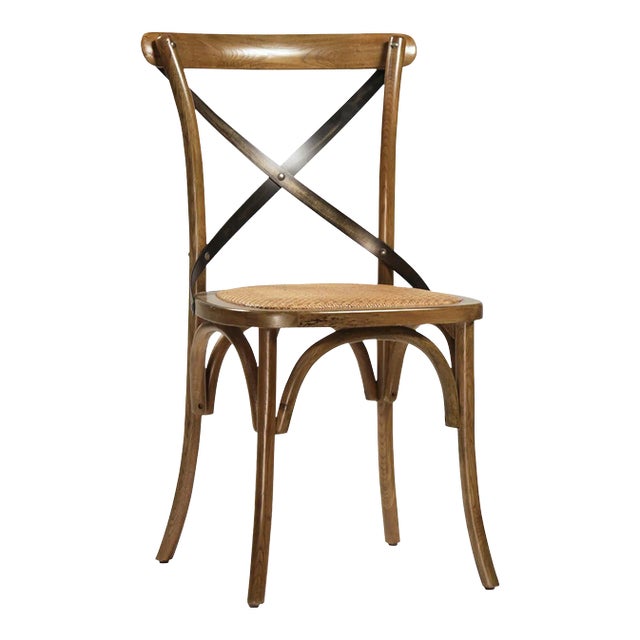 Black X Oak & Rattan Dining Chair For Sale