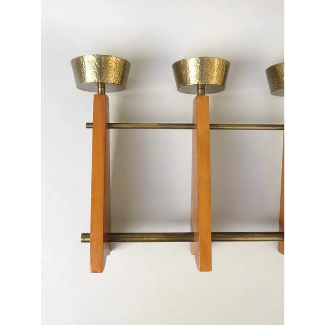 Scandinavian Teak & Brass 5-Fold Candleholder, 1960s For Sale - Image 9 of 18
