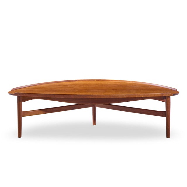 Finn Juhl for Baker Model 521 Mid Century Danish Teak Coffee Table This coffee table measures: 63.75 wide x 31.25 deep x...