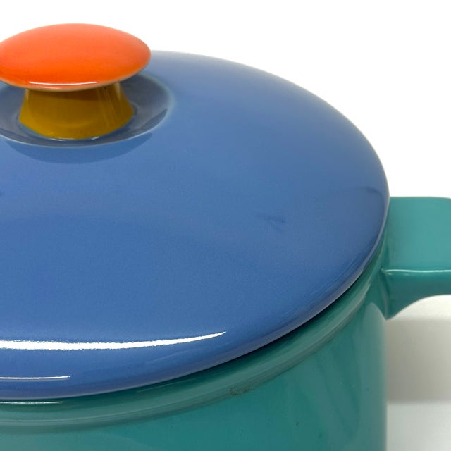 Cornflower Blue Mid 20th Century Color Blocked Square Casserole Dish With Lid by Lindt-Stymeist For Sale - Image 8 of 12