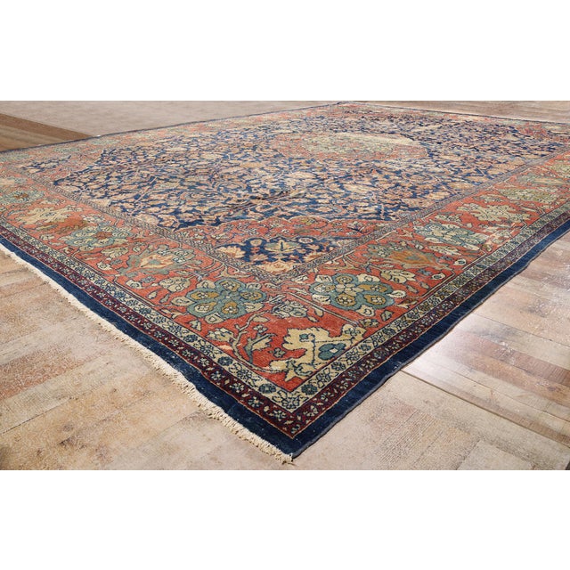 Navy Blue Late 19th Century Persian Sultanabad Rug, 13'11 X 19'02 For Sale - Image 8 of 10