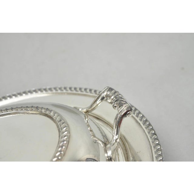 Mid 20th Century Vintage Modern Silver MFG Co Silver Plated Twin Handle Vegetable Serving Dish For Sale - Image 5 of 14