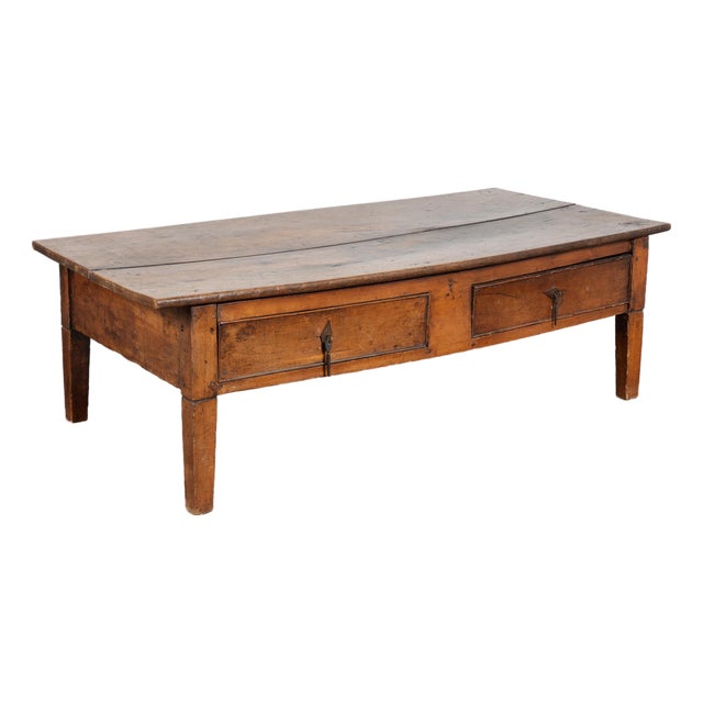Early 19th Century French Oak Coffee Table With Two Drawers For Sale
