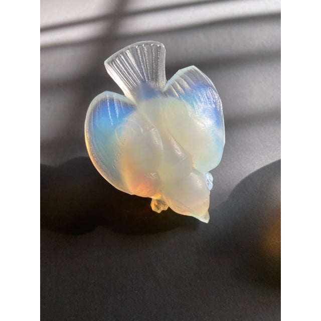 French Art Deco Opalescent Glass Bird Ernest Marius Sabino Signed France a Pair For Sale - Image 11 of 13