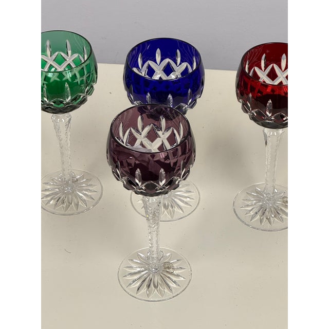 Green Ajka Crystal Marsala Hand-Cut Wine Glasses, Set of Four For Sale - Image 8 of 12