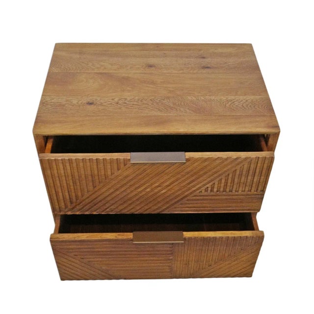 2020s Modern Oak Lined Nightstand For Sale - Image 5 of 8