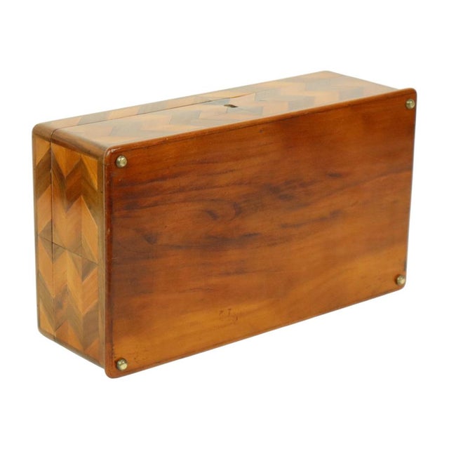 Art Deco Style Wooden Jewelry Box with Chevron Inlay, 1950s For Sale - Image 16 of 18