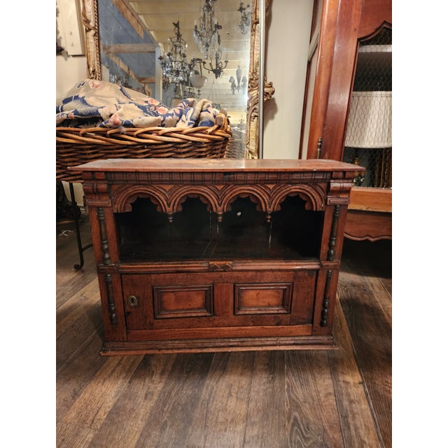 Wood Antique English Oak Lavery Cupboards For Sale - Image 7 of 12