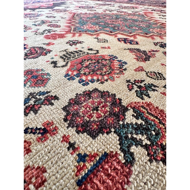 Antique Persian Malayer Carpet, Geometric Design, Ivory, Green, Navy Circa 1890 For Sale - Image 13 of 18