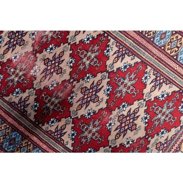 Textile 1920s, Antique Uzbek Bukhara Handmade Rug 3.1' X 4.1' For Sale - Image 7 of 13