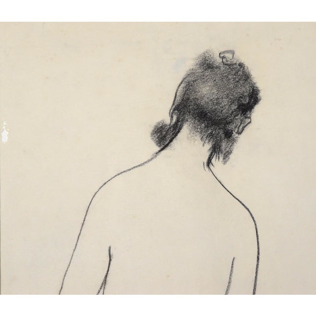 American Mid Century Figurative Charcoal Line Drawing, "Girl Walking Away" by Mariellen Ehlers For Sale - Image 3 of 8