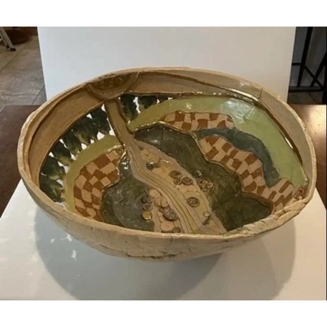 Late 20th Century Large Handbuilt Studio Pottery Bowl by Karen Kappell – Sculptural Abstract Ceramic Art For Sale - Image 5 of 12