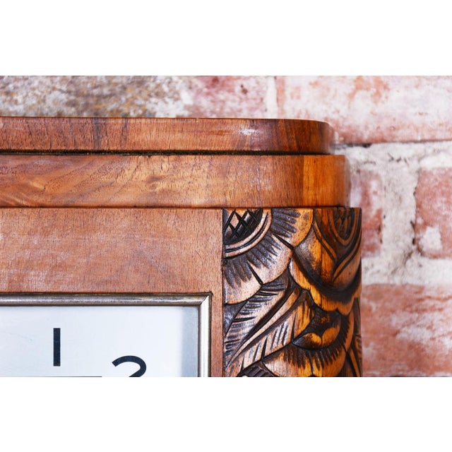 Art Deco Wall Clock in Walnut attributed to Angelus, France, 1930s For Sale - Image 6 of 18