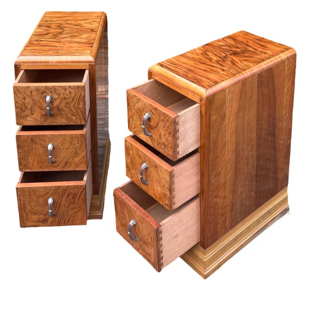 Wood Art Deco Bedside Cabinets, 1930s, Set of 2 For Sale - Image 7 of 12