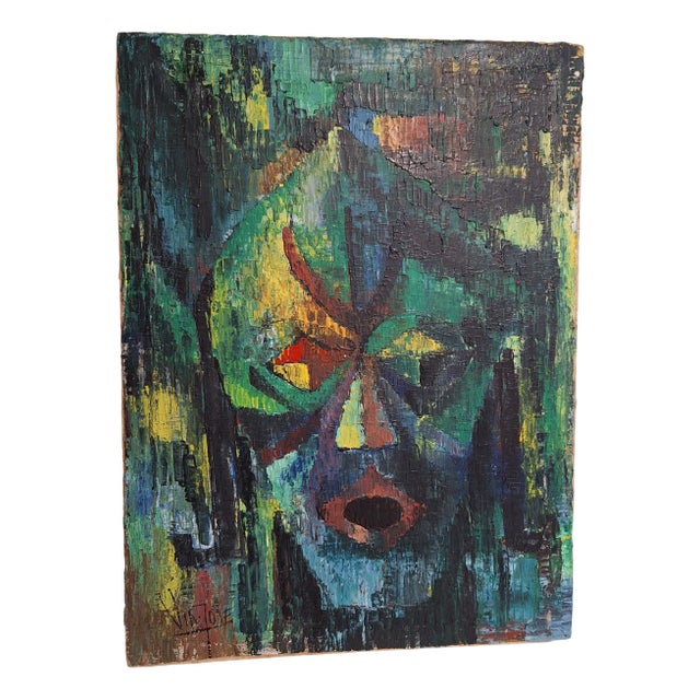 Vim Jole, Mask, 1970s, Oil on Canvas For Sale