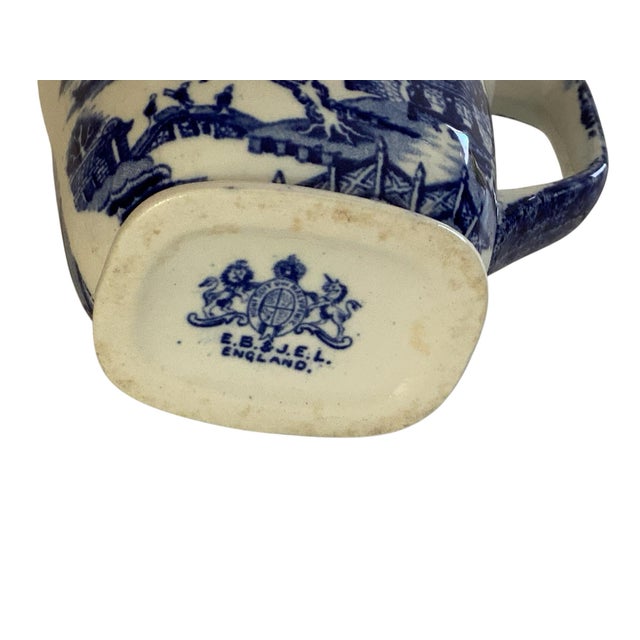 Antique e.b. & j.e.l. Blue Willow Milk Jug Pitcher, Leighton Pottery Staffordshire C. 1890s-1910s For Sale In Palm Springs - Image 6 of 6
