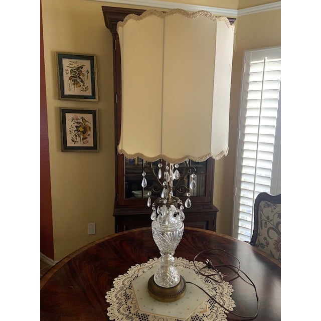 White Vintage French Crystal Lamp For Sale - Image 8 of 8