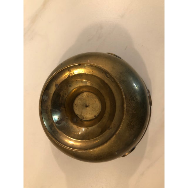 1970s Scalloped Edge Solid Brass Pedestal Bowl / Planter For Sale - Image 10 of 14