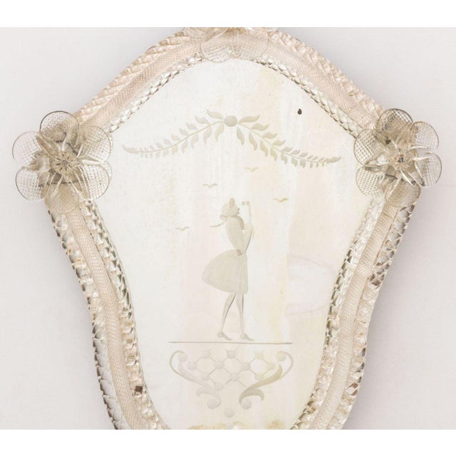 Venetian Etched Mirrored Glass Appliques, Pair For Sale - Image 4 of 10