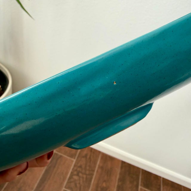 Mid Century Modern Aldo Londi Vetrata Bitossi Italy Teal Ceramic Ashtray Rare For Sale - Image 11 of 11