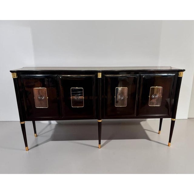 1950s Mid-Century Italian Black Lacquered and Brass Sideboard by Paolo Buffa, 1950 For Sale - Image 5 of 13