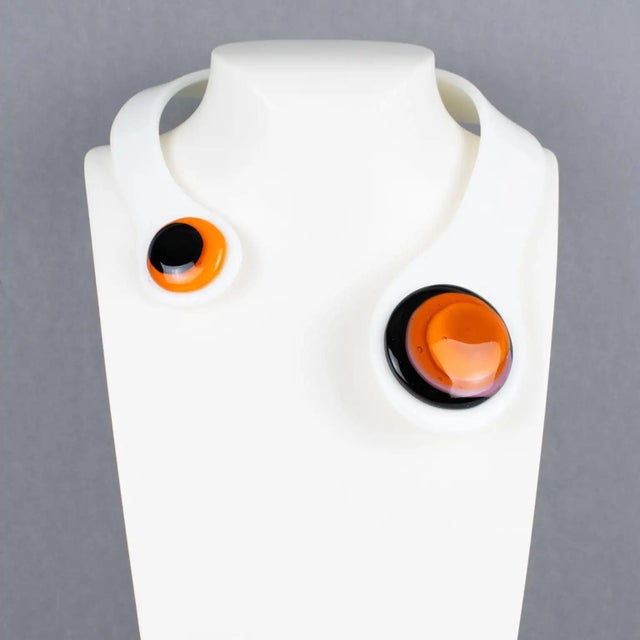 2010s Binglaba Italy Modern Space Age Acrylic Necklace with Murano Art Glass Cabochon For Sale - Image 5 of 15