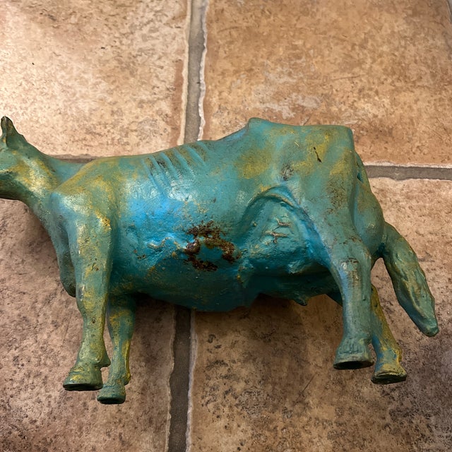 Metal 1920’s Butcher Shop Beef Dairy Creamery Cow Cattle Display Heavy Cast Iron For Sale - Image 7 of 10