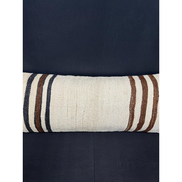 Contemporary Turkish Hemp Pillow Cushion Natural Beige Brown Cushion Cover 14"x40" For Sale - Image 3 of 4