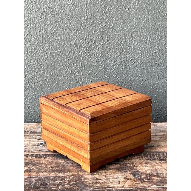 Camel Vintage Rustic Wood Storage Box For Sale - Image 8 of 16