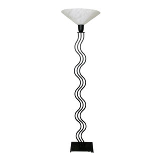 1980s Tall Postmodern Memphis Style Wave Floor Lamp by Alsy For Sale