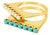 14K Yellow Gold Turquoise & Seed Pearl Dual Band Ring For Sale