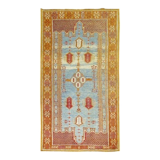 Vintage Sky Blue Moroccan Rug For Sale