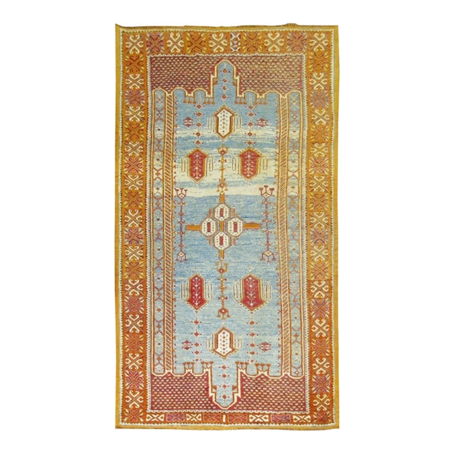 Vintage Sky Blue Moroccan Rug For Sale