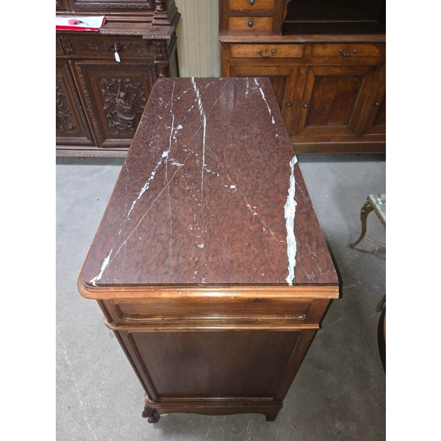 Provençal Walnut Chest of Drawers with Red Marble Top, Late 19th Century For Sale - Image 5 of 6